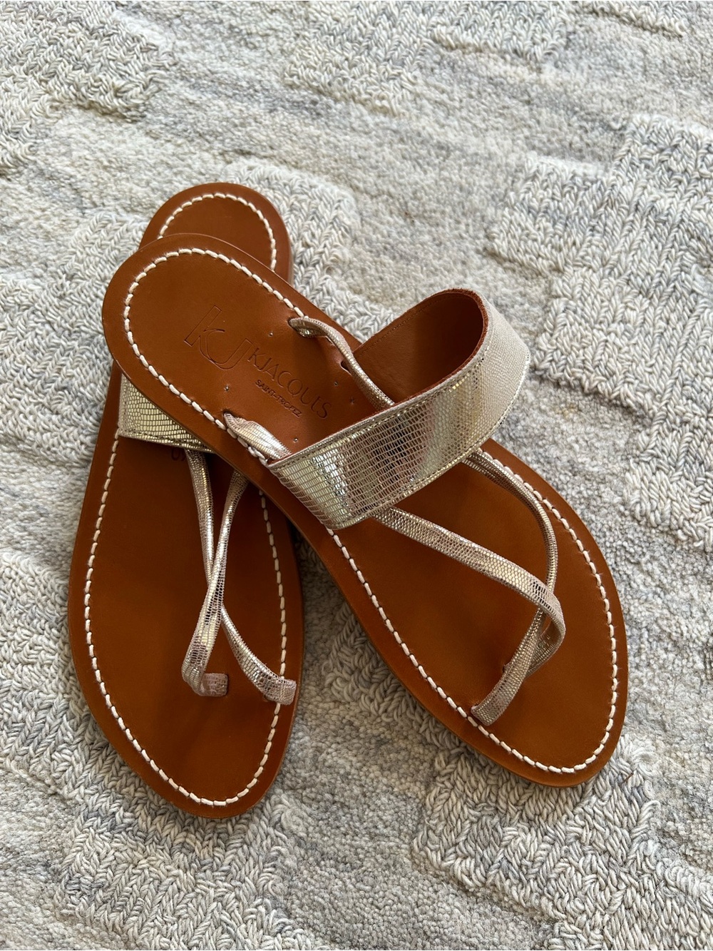 K Jacques Gold Foiled Sandals